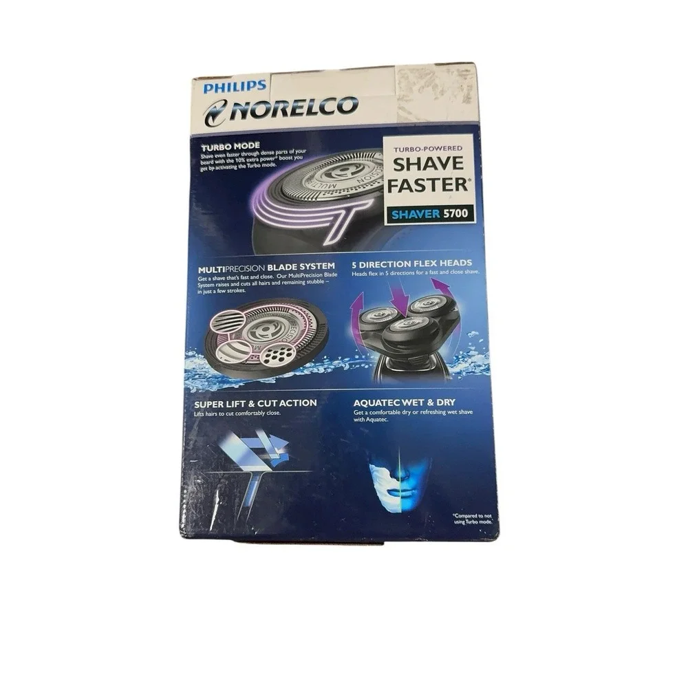 PHILLIPS NORELCO MENS TURBO POWERED ELECTRIC SHAVER‎ 5700 MULTI PRECISION BLADES